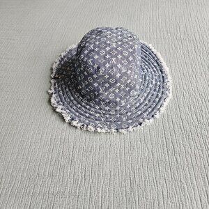 Louis Vuitton Monogram Denim Fringe Bucket Hat